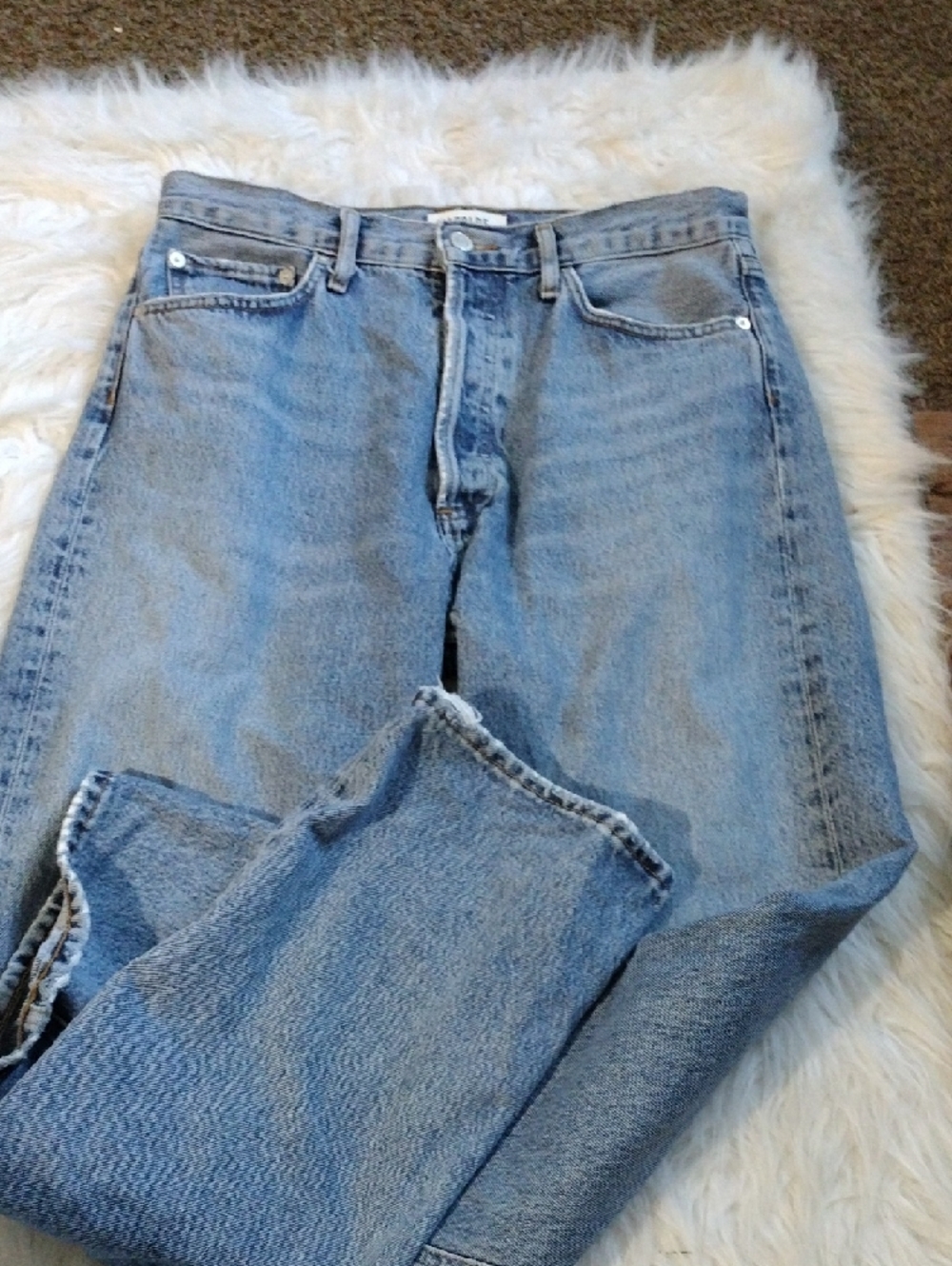 Agolde Classic  High Wasted Straight Leg Jeans in Light Blue Denim - Picture 7 of 7